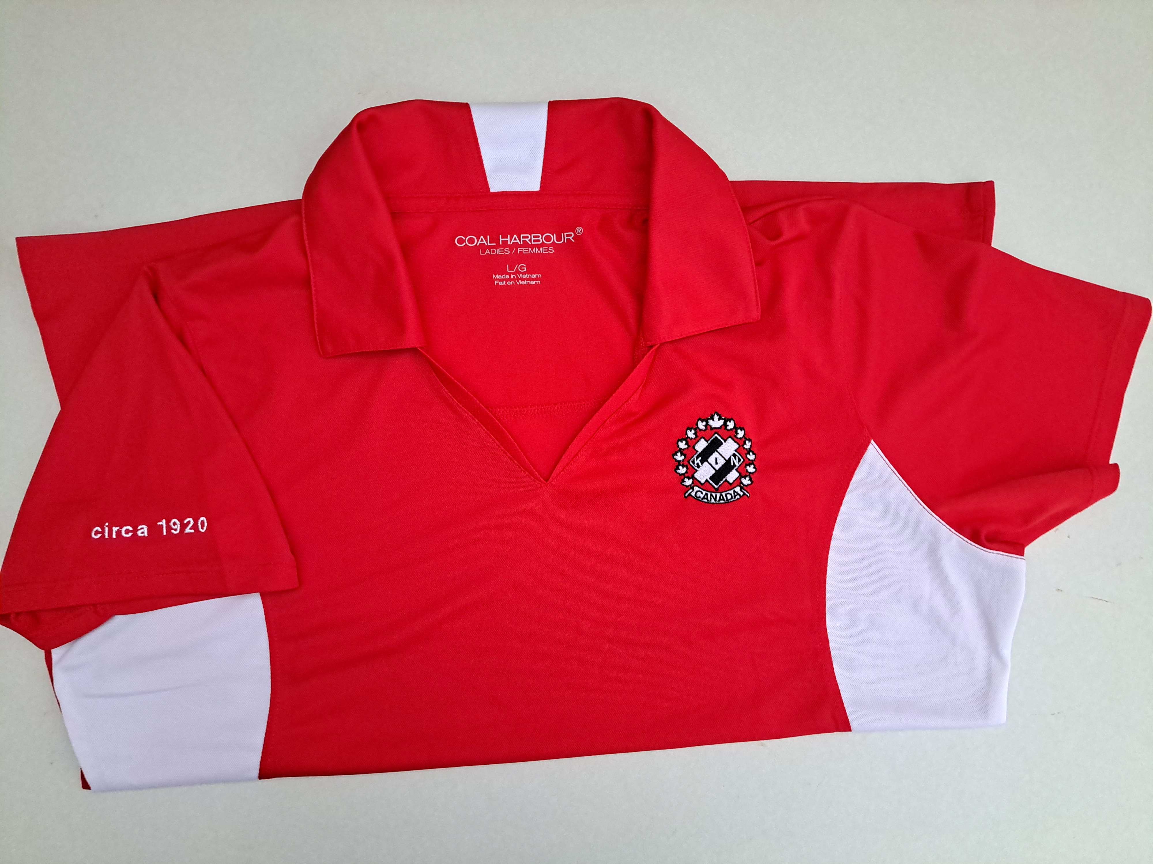 Red with White Panel Golf Shirt Fitted 3XL